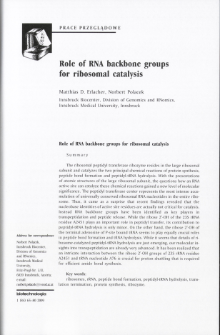 Role of RNA backbone groups for ribosomal catalysis