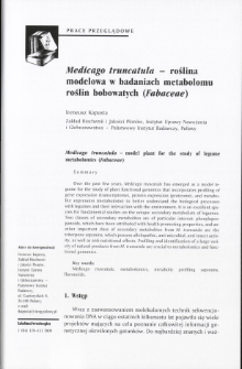 Medicago truncatula - model plant for the study of legume metabolomics (Fabaceae)