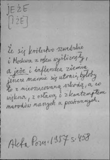 Kartoteka Słownika języka polskiego XVII i 1. połowy XVIII wieku; Jeże - Język
