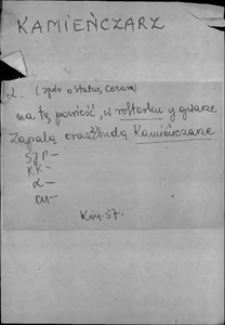 Kartoteka Słownika języka polskiego XVII i 1. połowy XVIII wieku; Kamieńczarz - Kanzona