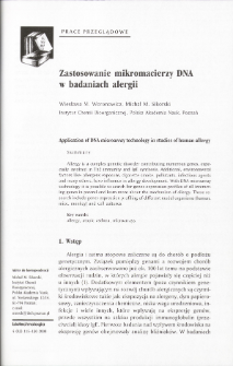 Zastosowanie mikromacierzy DNA w badaniach alergii