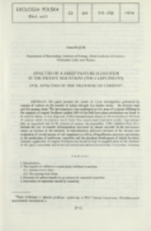 Analysis of a sheep pasture ecosystem in the Pieniny Mountains (the Carpathians). 17, Analysis of the transfer of carbon