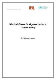 Michał Głowiński jako badacz nowomowy