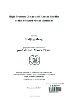 High pressure X-ray and Raman studies of the selected metal hydrides