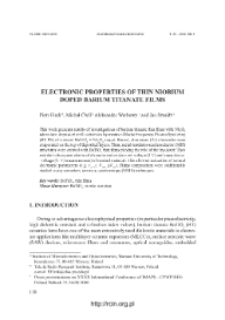Electronic properties of thin niobium doped barium titanate films = Właściwości elektryczne cienkich warstw tytanianu baru domieszkowanego niobem