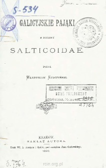 Galicyjskie pająki z rodziny Salticoidae