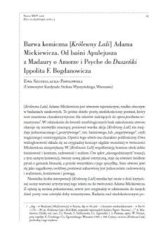 Barwa komiczna [Kr&oacute;lewny Lali] Adama Mickiewicza. Od baśni Apulejusza z Madaury o Amorze i Psyche do "Duszeńki" Ippolita F. Bogdanowicza