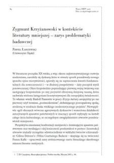 Zygmunt Krzyżanowski w kontekście literatury mniejszej &ndash; zarys problematyki badawczej