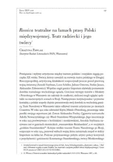Rossica teatralne na łamach prasy Polski międzywojennej. Teatr radziecki i jego tw&oacute;rcy