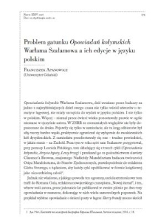 Problem gatunku "Opowiadań kołymskich" Warłama Szałamowa a ich edycje w języku polskim