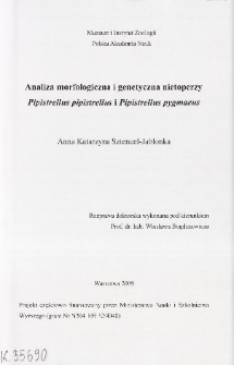 Analiza morfologiczna i genetyczna nietoperzy Pipistrellus pipistrellus i Pipistrellus pygmaeus
