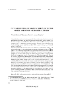 Potentialities of modification of metal oxide varistor microstructures = Mozliwości modyfikacji mikrostruktury warstw tlenkowych