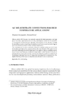 SiC die-substrate connections for high temperature applications = Techniki montażu struktur SiC do podłoża dla zastosowań wysokotemperaturowych