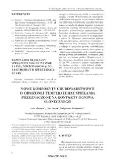 Nowe kompozyty grubowarstwowe o obniżonej temperaturze spiekania przeznaczone na kontakty ogniwa słonecznego = New thick film composites of lower sintering temperature for ohimic contacts for sollar cells
