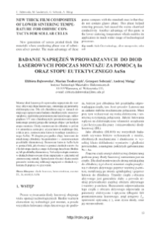 Badanie naprężeń wprowadzanych do diod laserowych podczas montażu za pomocą In oraz stopu eutektycznego AuSn = Investigation of solder - induced strains in laser diodes soldered by indium or eutectic AuSn