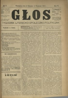 Głos : tygodnik literacko-społeczno-polityczny 1891 N.37