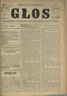 Głos : tygodnik literacko-społeczno-polityczny 1891 N.38
