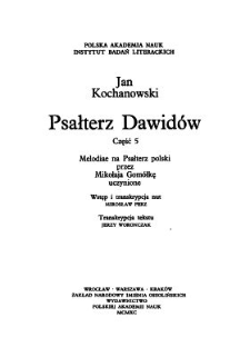 Melodiae na Psałterz polski przez Mikołaja Gom&oacute;łkę uczynione. Cz. 5