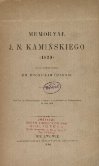 Memoryał J. N. Kamińskiego (1829)