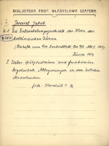 Kartoteka "Biblioteka Prof. Władysława Szafera" : Jesw-Kas