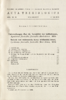 Untersuchungen über die Variabilität der Gelbhalsmaus, Apodemus flavicollis flavicollis (Melchior, 1834); Badania nad zmiennością myszy wielkookiej leśnej, Apodemus flavicollis flavicollis (Melchior, 1834)