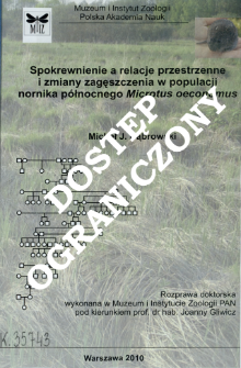 Spokrewnienie a relacje przestrzenne i zmiany zagęszczenia w populacji nornika p&oacute;łnocnego Microtus oeconomus