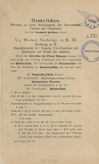Osmy lidae: Beitr&auml;ge zu einer Monographie der Neuropteren-Familie der Osmyliden. [5-7]