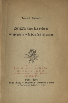 Zwięzła kronika reform w sprawie włościańskiej u nas