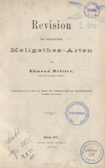 Revision der europ&auml;ischen Meligethes-Arten