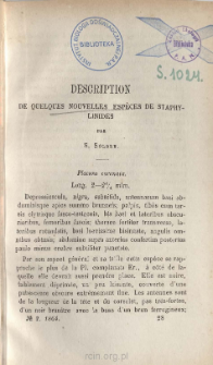 Description de quelques nouvelles esp&egrave;ces de staphy linides