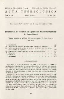 Influence of the weather on captures of Micromammalia. II. Insectivora; Wpływ pogody na odłowy Micromammalia. II. Insectivora