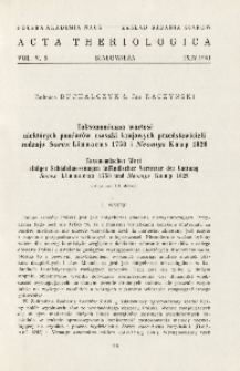 Taksonomiczna wartość niekt&oacute;rych pomiar&oacute;w czaszki krajowych przedstawicieli rodzaju Sorex Linnaeus 1758 i Neomys Kaup 1829; Taxonomischer Wert einiger Sch&auml;delmessungen inl&auml;ndischer Vertreter der Gattung Sorex Linnaeus 1758 und Neomys Kaup 1829