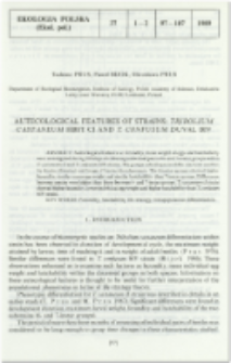 Autoecological features of strains: Tribolium castaneum Hbst cI and T. confusum Duval bIV
