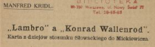 "Lambro" a "Konrad Wallenrod" : karta z dziejów stosunku Słowackiego do Mickiewicza