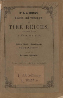 Die Klassen und Ordnungen des Thier-Reichs, wissenschaftlich dargestellt in Wort und Bild : 3 Band, Supplement : Tunicata (Manteltiere)