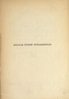 Religja Żyd&oacute;w sp&oacute;łczesnych