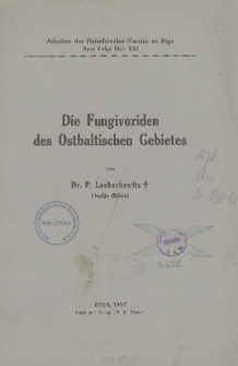Die Fungivoriden des Ostbaltischen Gebietes