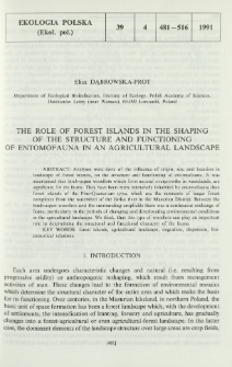 The role of forest islands in the shaping of the structure and functioning of entomofauna in an agricultural landscape