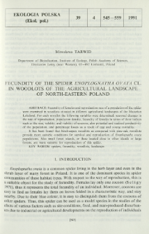 Fecundity of the spider Enoplognatha ovata Cl. in woodlots of the agricultural landscape of north-eastern Poland