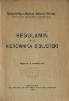 Regulamin dla kierownika bibljoteki