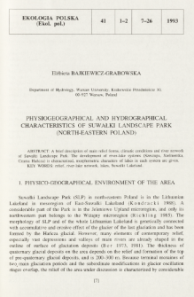 Physiogeographical and hydrographical characteristic of Suwałki Landscape Park (north-eastern Poland)