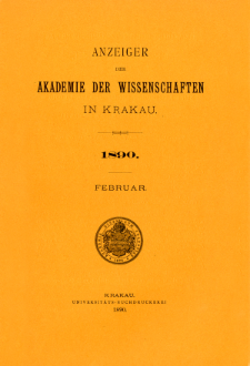 Anzeiger der Akademie der Wissenschaften in Krakau. Nr 2 Februar (1890)