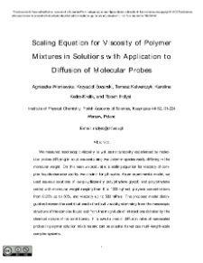 Scaling Equation for Viscosity of PolymerMixtures in Solutions with Application toDiffusion of Molecular Probes