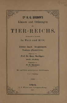 Die Klassen und Ordnungen des Thier-Reichs, wissenschaftlich dargestellt in Wort und Bild : 3 Band, Supplement, 6. 7. Lieferung : Tunicata (Manteltiere)