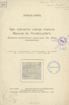 Spis ryjkowc&oacute;w rodzaju rozpucza Muzeum im. Dzieduszyckich