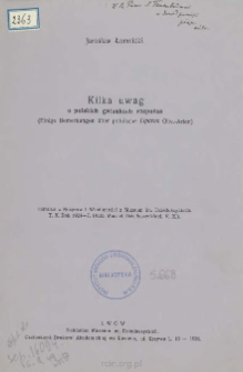 Kilka uwag o polskich gatunkach rozpucza