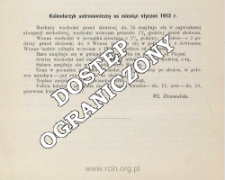 Kalendarzyk astronomiczny na miesiąc styczeń 1912 r.