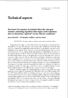 You know it&rsquo;s summer in Ireland when the rain gets warmer: analysing repetitive time-lapse earth resistance data to determine &lsquo;optimal&rsquo; survey climate conditions