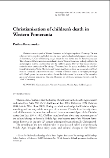 Christianisation of children&rsquo;s death in Western Pomerania