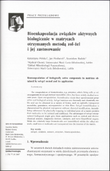 Bioenkapsulacja związków aktywnych biologicznie w matrycach otrzymanych metodą zol-żel i jej zastosowanie